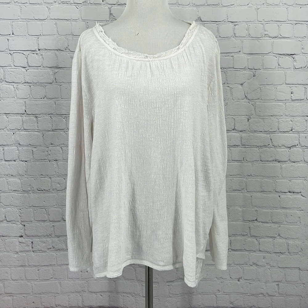 Soft Surroundings Crochet Thin Sweater Top Large Basic Tee